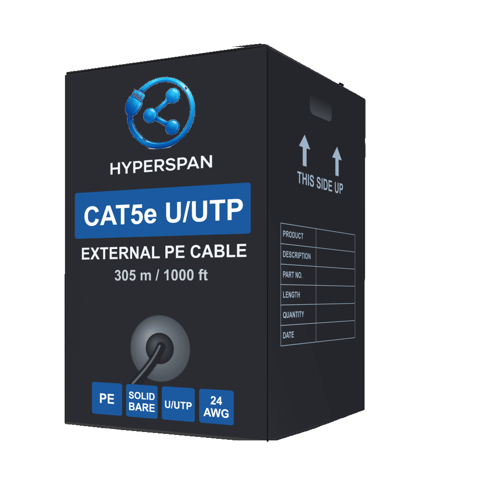 Hyperspan Core™ Cat5e U/UTP Hybrid Dca-s1,d1,a1 305 m Box Black