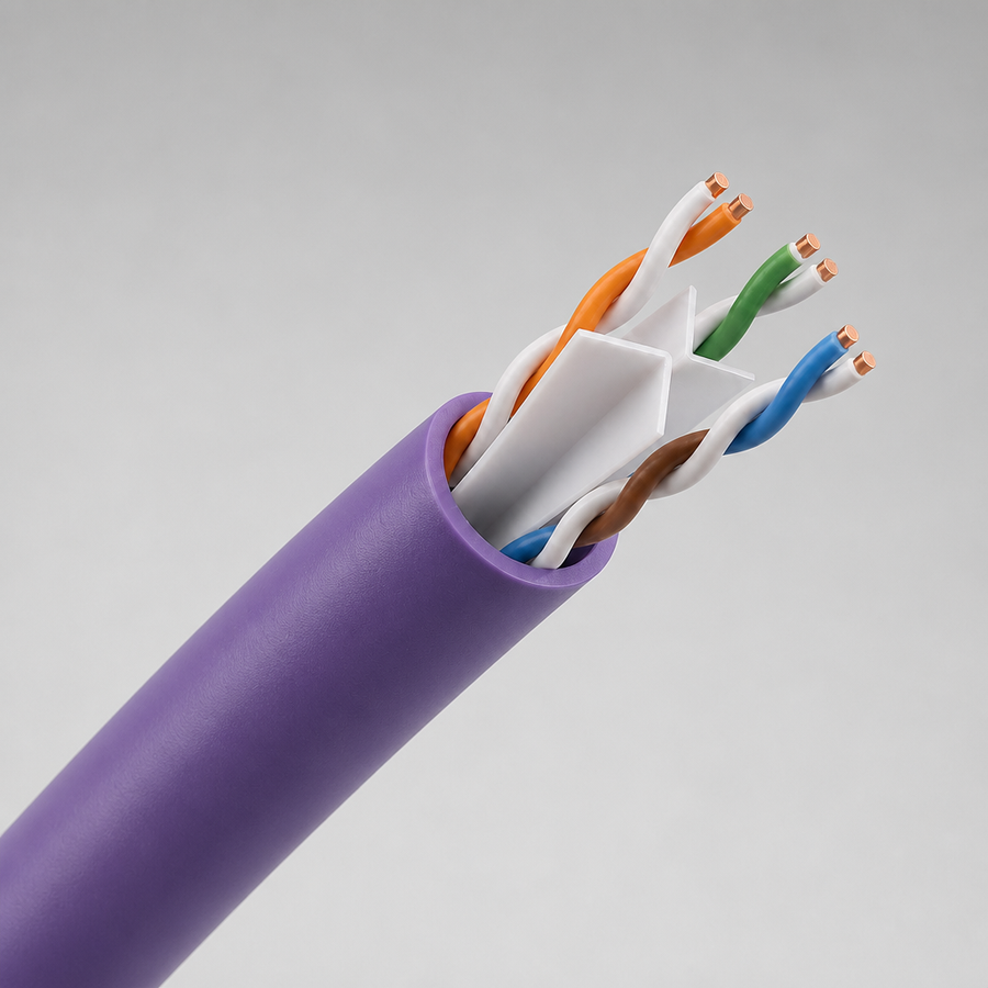 Specialist Cat6 cable cutaway with white cross spline