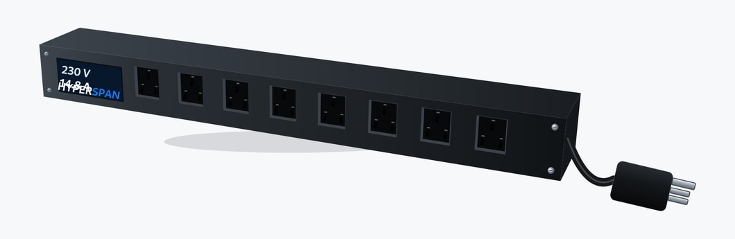 Power™ Metered 1U PDU, 8 × BS 1363 UK sockets, local display, 13 A UK plug 8 × UK