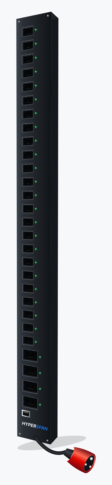 Power™ Switched vertical PDU, 24 × IEC C13 and 4 × IEC C19 sockets, network outlet control, IEC 60309 32 A red commando inlet 24 × C13 + 4 × C19
