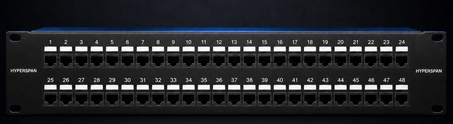 Hyperspan Rack™ 48-port loaded patch panel