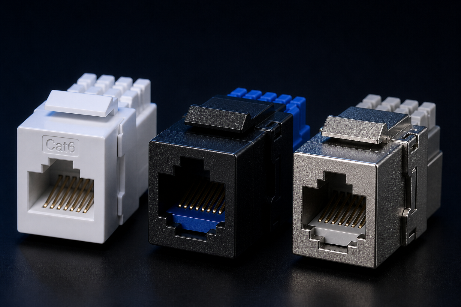 Hyperspan Terminate™ white, black and shielded keystone jacks