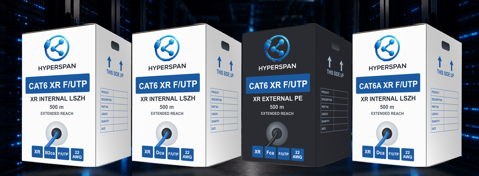 Hyperspan XR Extended-Reach bulk cable — 500 m boxes